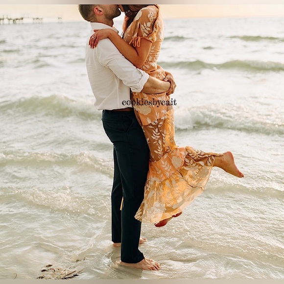 For Love And Lemons Dresses & Skirts - For Love and Lemons | Embroidered Plunge Mia Maxi Dress | Blush Peach Size S